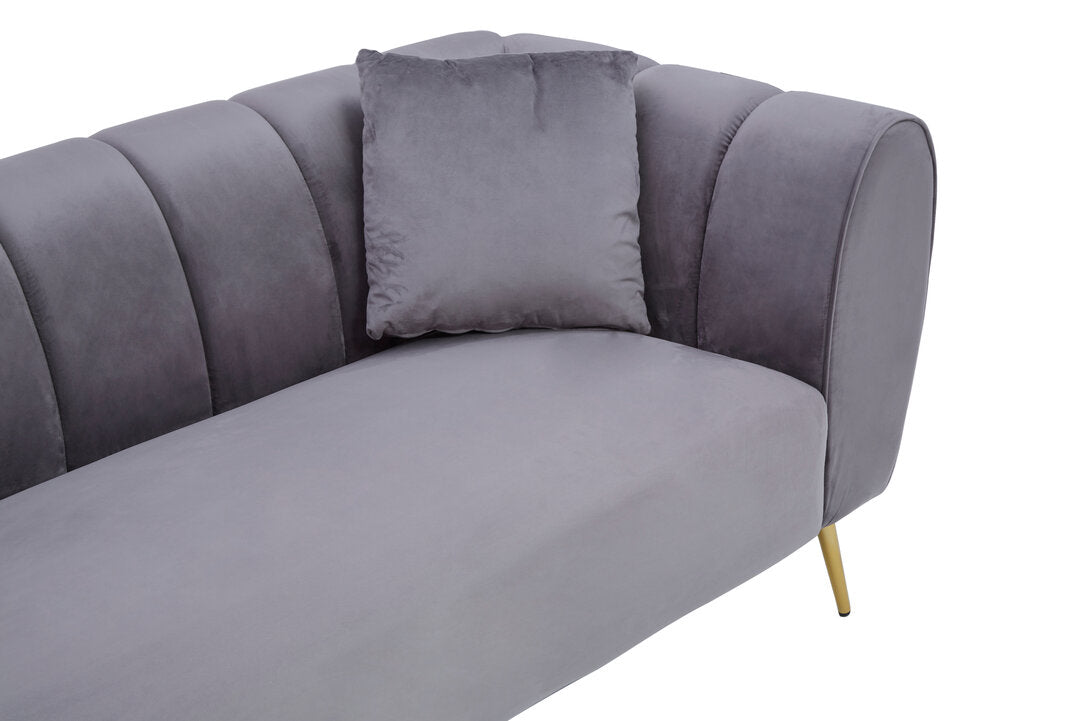 Balmoral Three Seater Grey Velvet Sofa