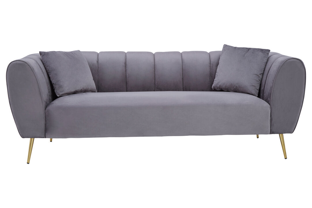 Balmoral Three Seater Grey Velvet Sofa
