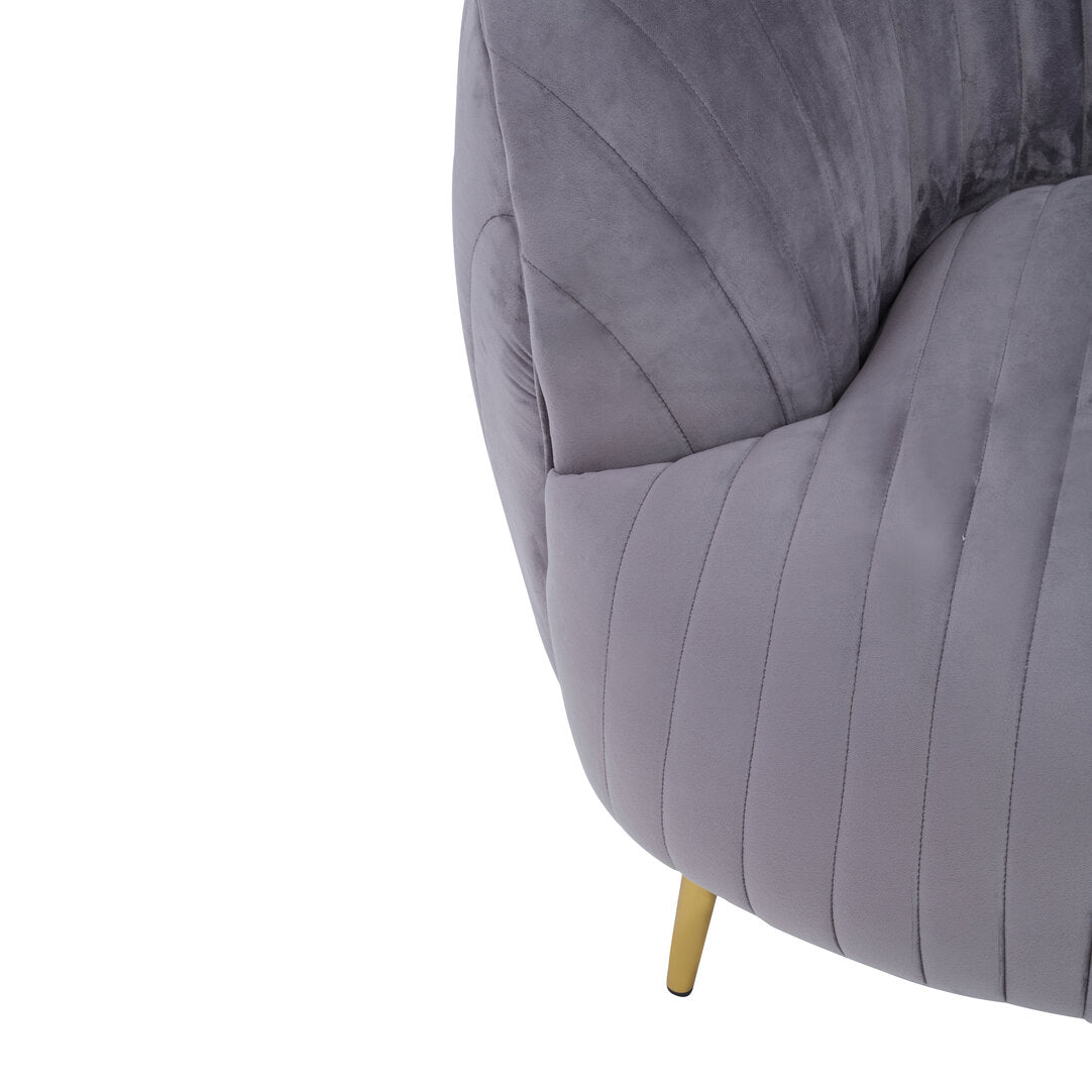Stirling Grey Velvet Chair With Gold Legs