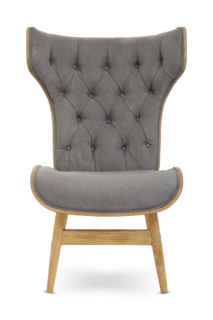 Harrogate Dark Grey Velvet Chair with Winged Back