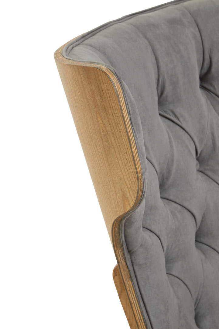 Harrogate Dark Grey Velvet Chair with Winged Back