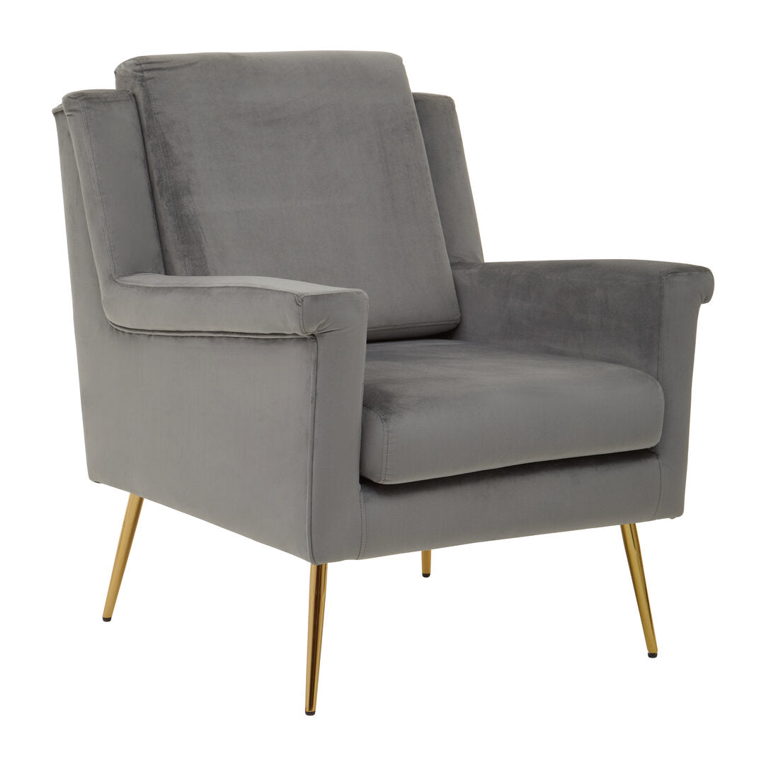 York Grey Velvet Armchair