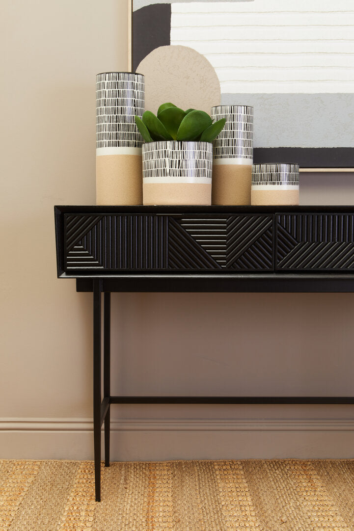 Granada Black Finish Console Table with 2 Drawers