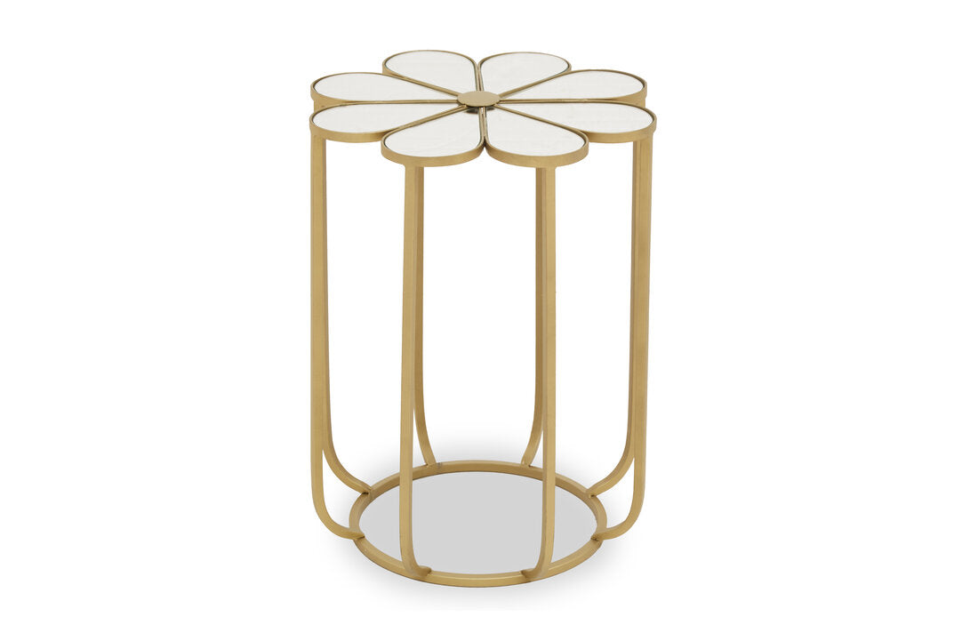 Aurora Petal Side Table With Mirrored Top