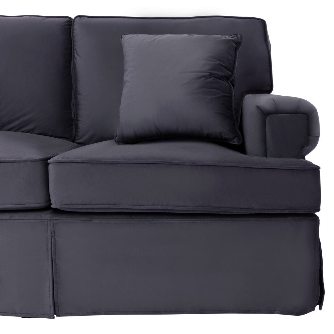 Whitby Three Seat Black Velvet Sofa