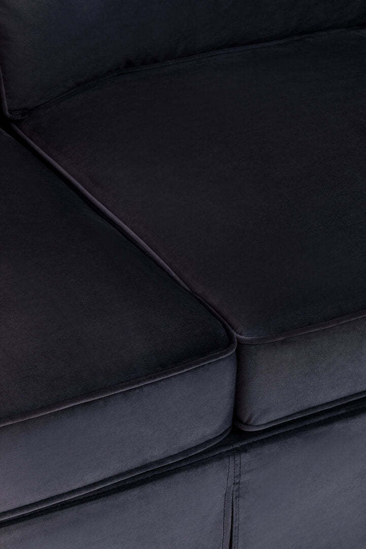 Whitby Three Seat Black Velvet Sofa