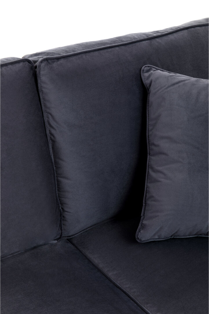 Whitby Three Seat Black Velvet Sofa
