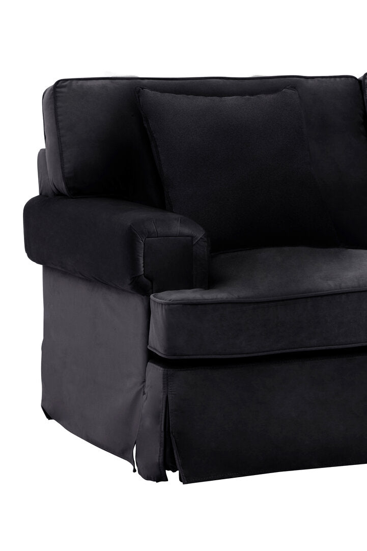 Whitby Two Seat Black Velvet Sofa