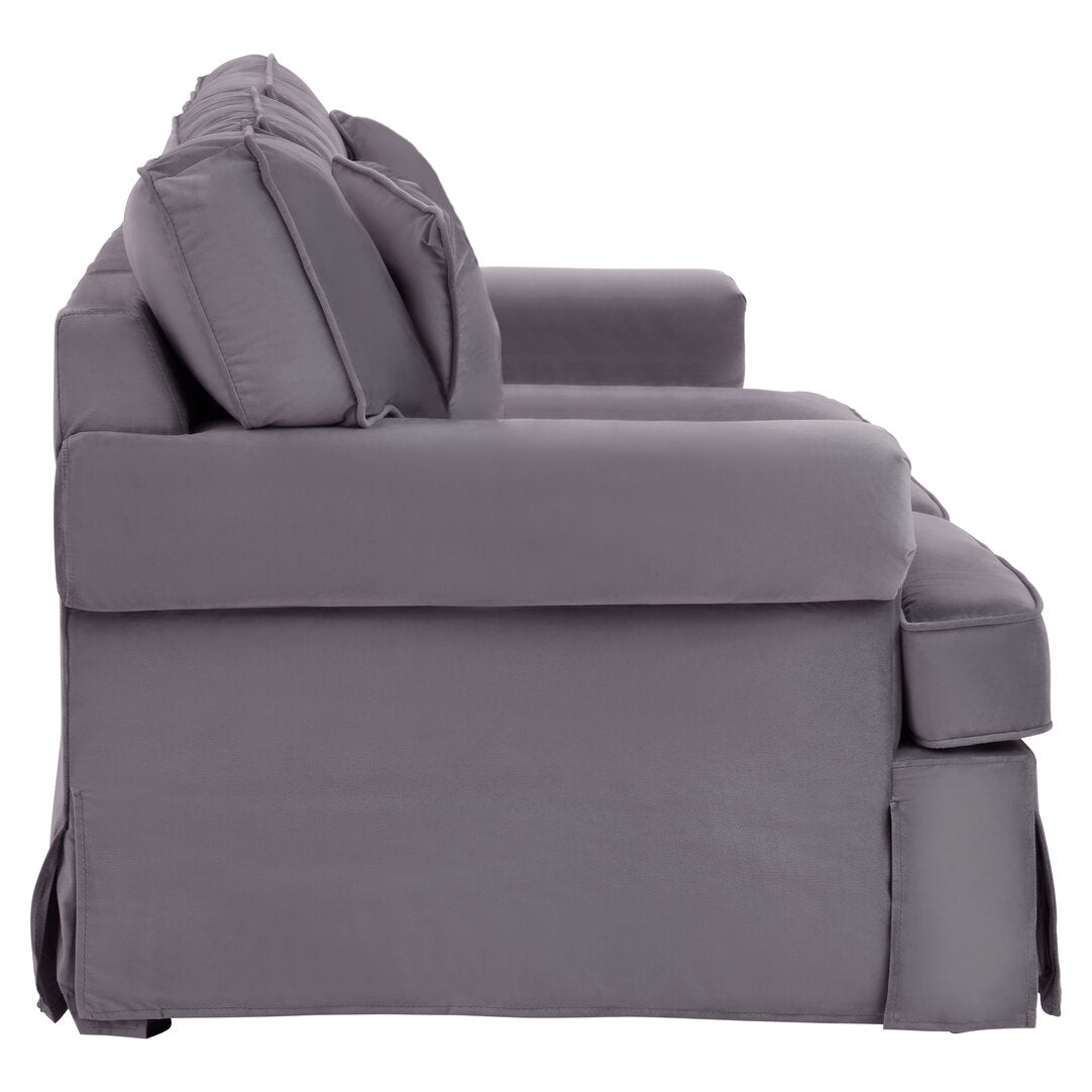 Whitby Three Seat Velvet Sofa Grey