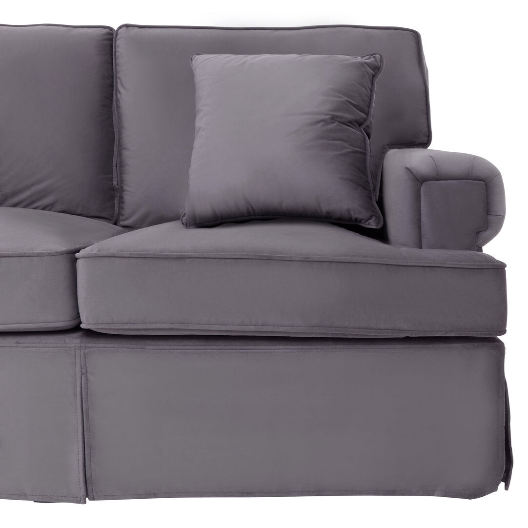 Whitby Three Seat Grey Velvet Sofa