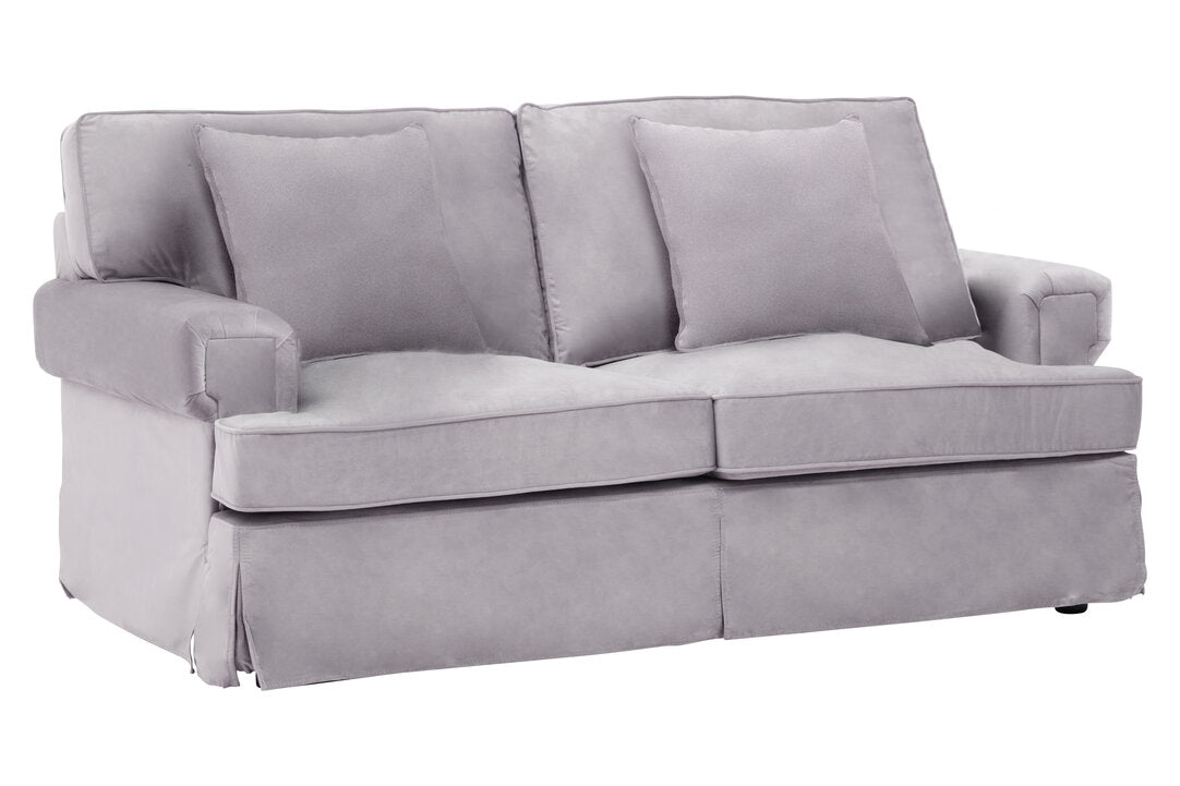 Whitby Two Seat Grey Velvet Sofa