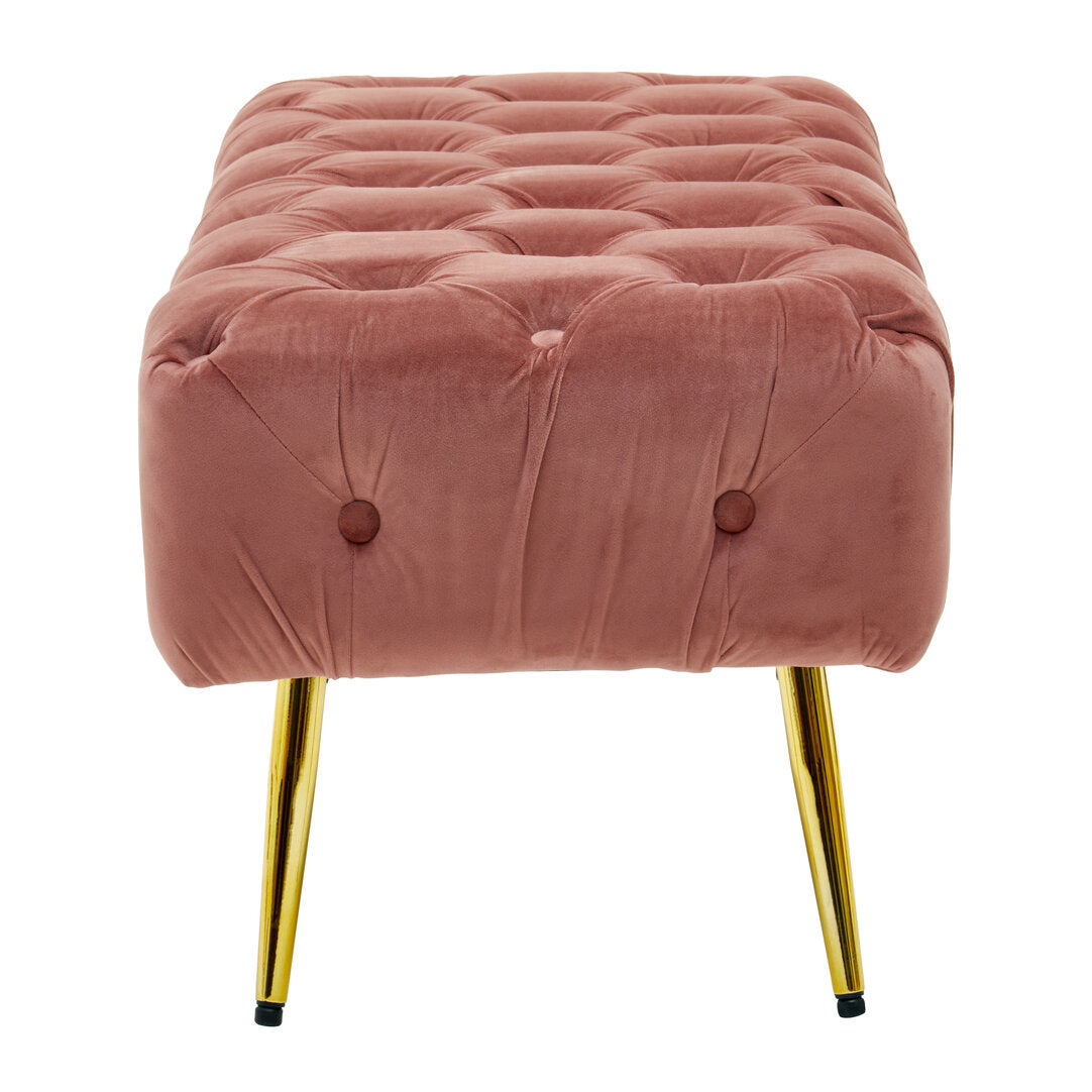 Devon Dusty Pink Velvet Bench with Gold Legs