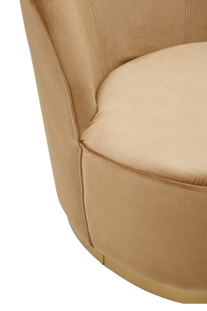 Verona Tamra Gold Beige Velvet Chair with Gold Base