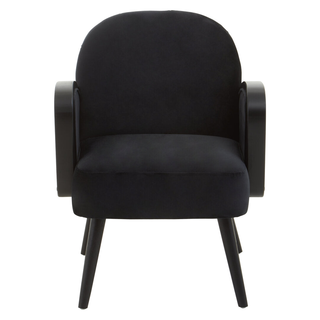 Mayfair Black Velvet and Rattan Armchair
