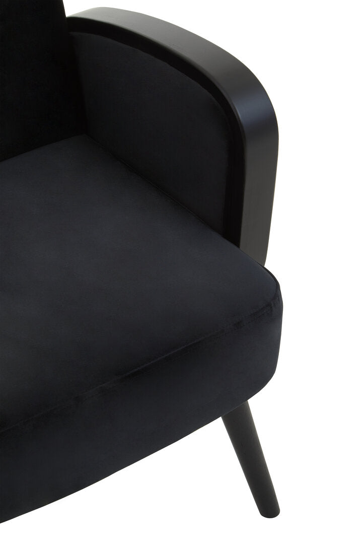 Mayfair Black Velvet and Rattan Armchair