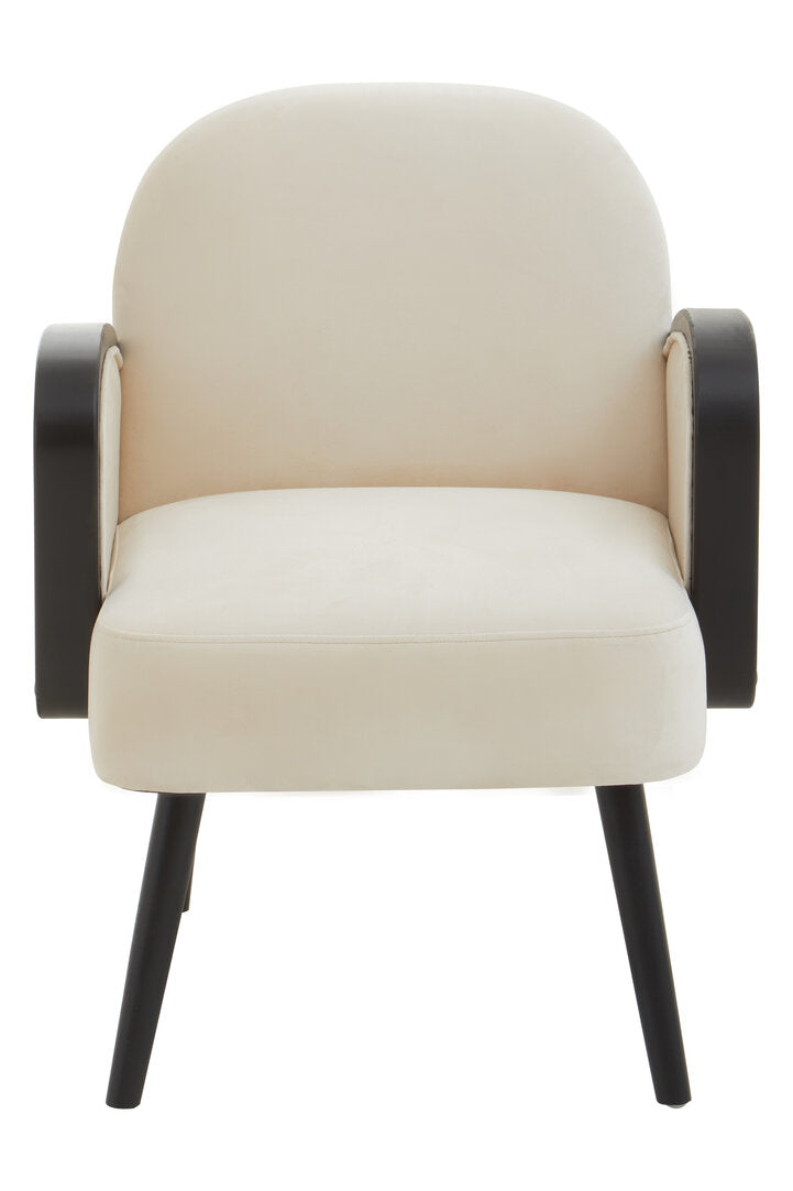 Mayfair Velvet and Rattan Armchair Cream