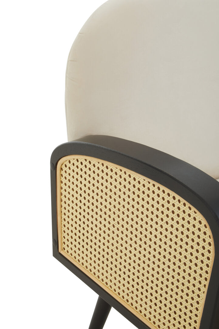 Mayfair Cream Velvet and Rattan Armchair