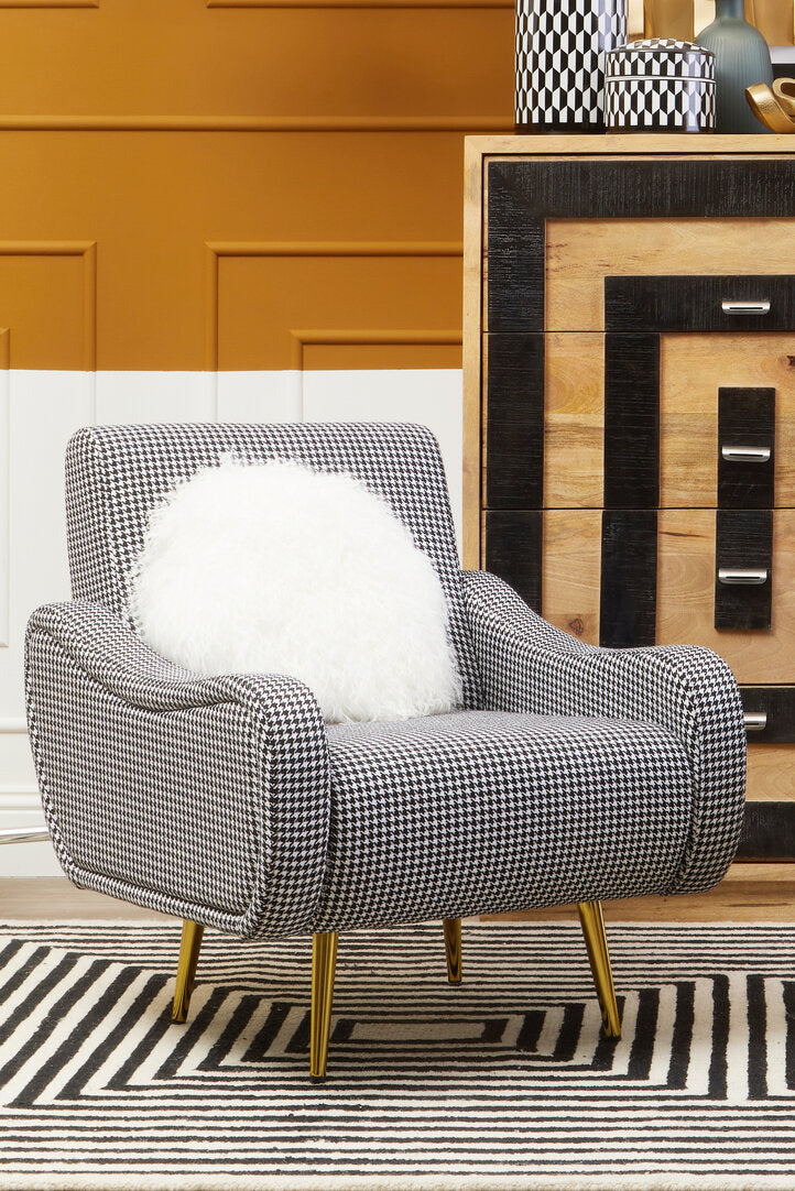 Chelsea Black And White Checked Armchair