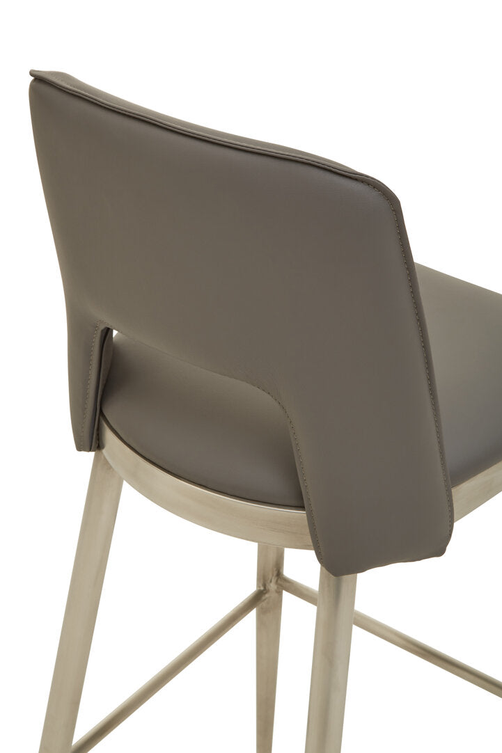 Richmond Grey Leather Effect Bar Chair