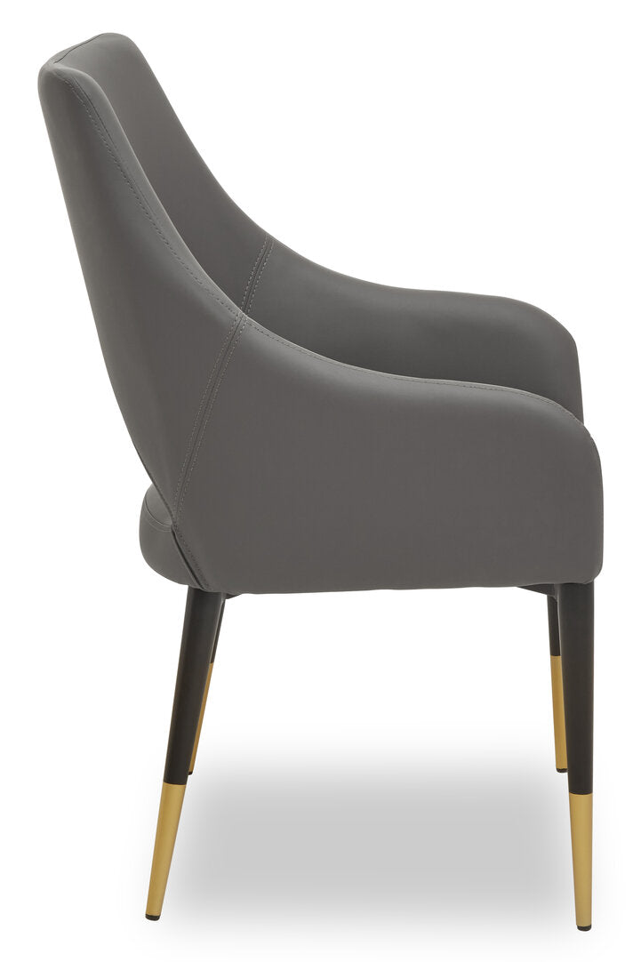 Richmond Grey Leather Effect Dining Chair with Gold Tip Legs