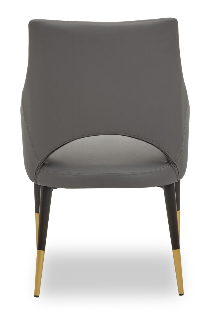Richmond Grey Leather Effect Dining Chair with Gold Tip Legs
