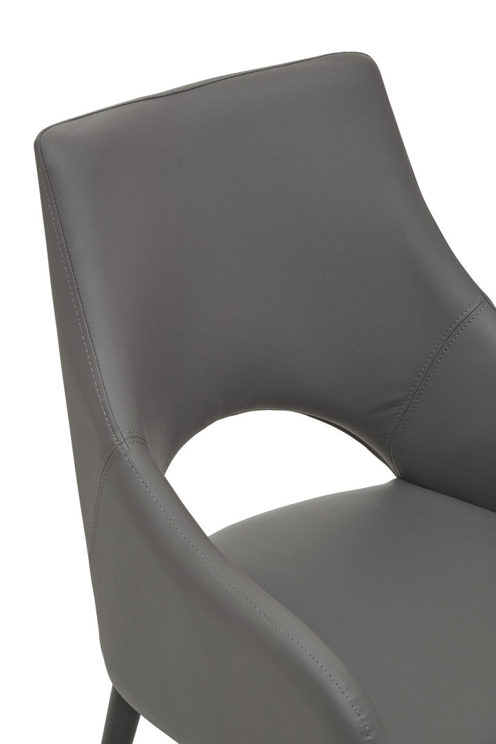 Richmond Grey Leather Effect Dining Chair with Gold Tip Legs