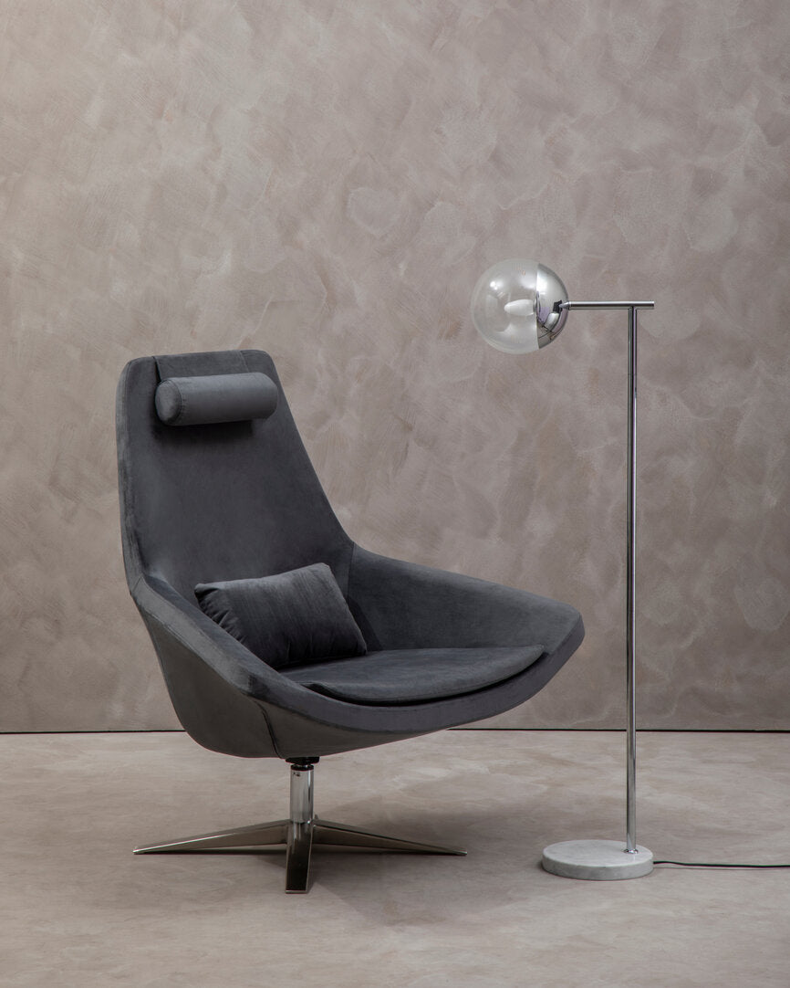 Savoy Grey Velvet Armchair