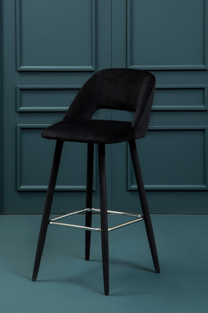 Florence Black Velvet Bar Chair
