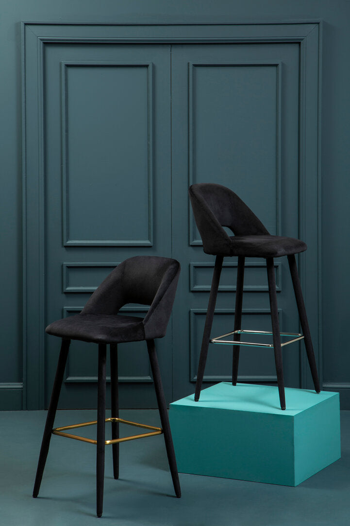 Florence Black Velvet Bar Chair