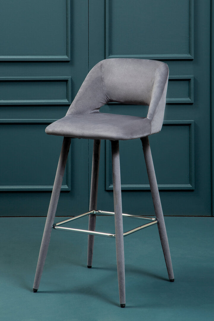 Florence Grey Velvet Bar Chair