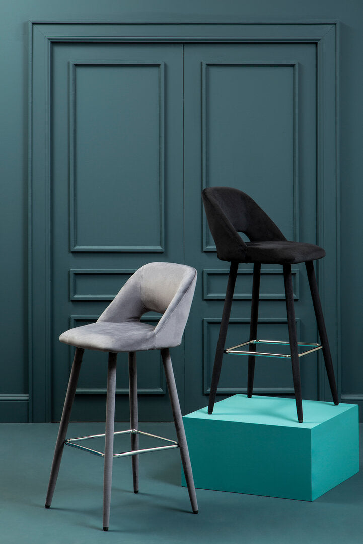 Florence Grey Velvet Bar Chair