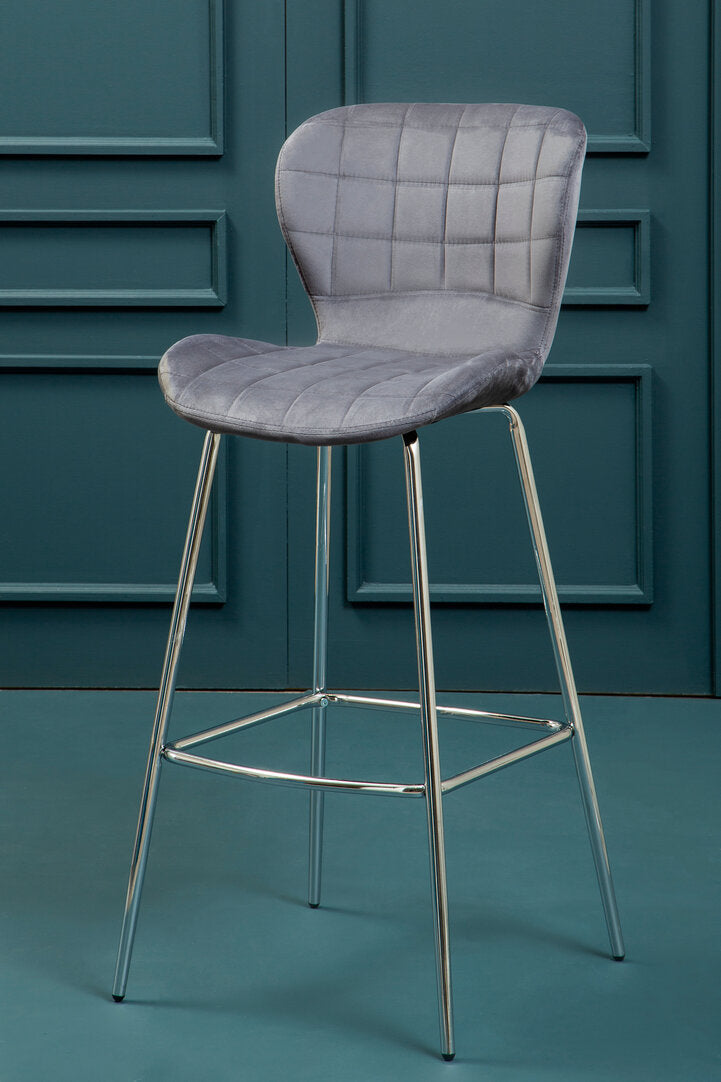 Amalfi Grey Velvet Bar Chair