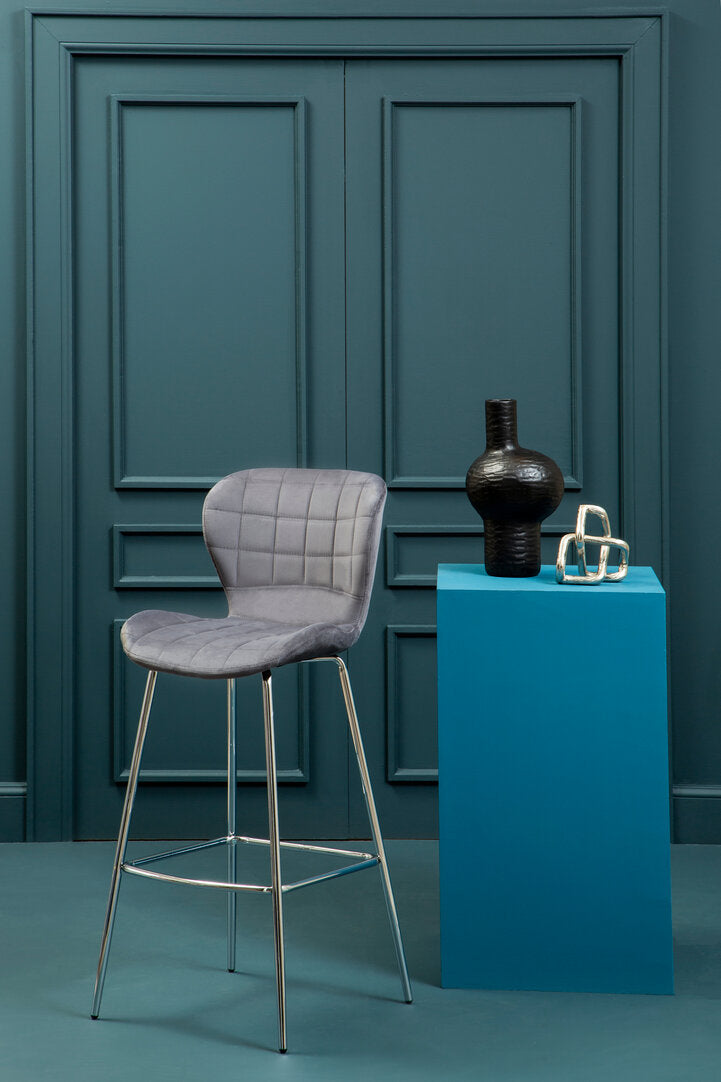 Amalfi Grey Velvet Bar Chair
