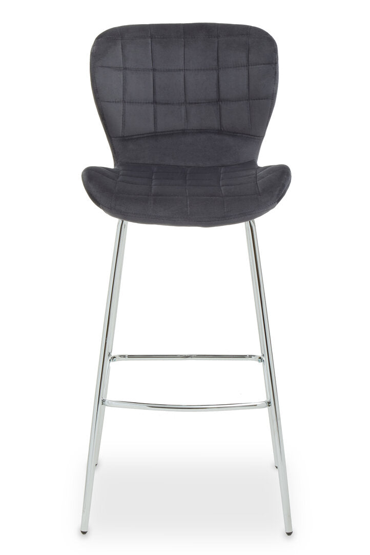 Amalfi Velvet Bar Chair Grey