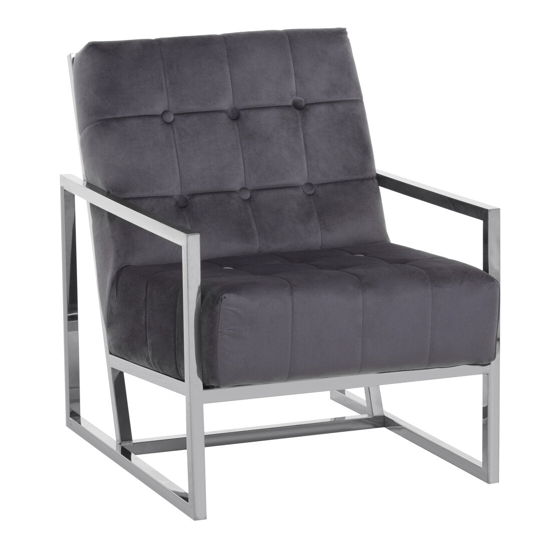 Monaco Velvet Chair with Stainless Steel Frame Grey