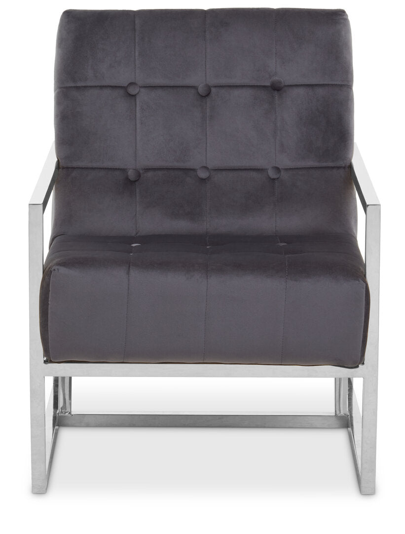 Monaco Velvet Chair with Stainless Steel Frame Grey