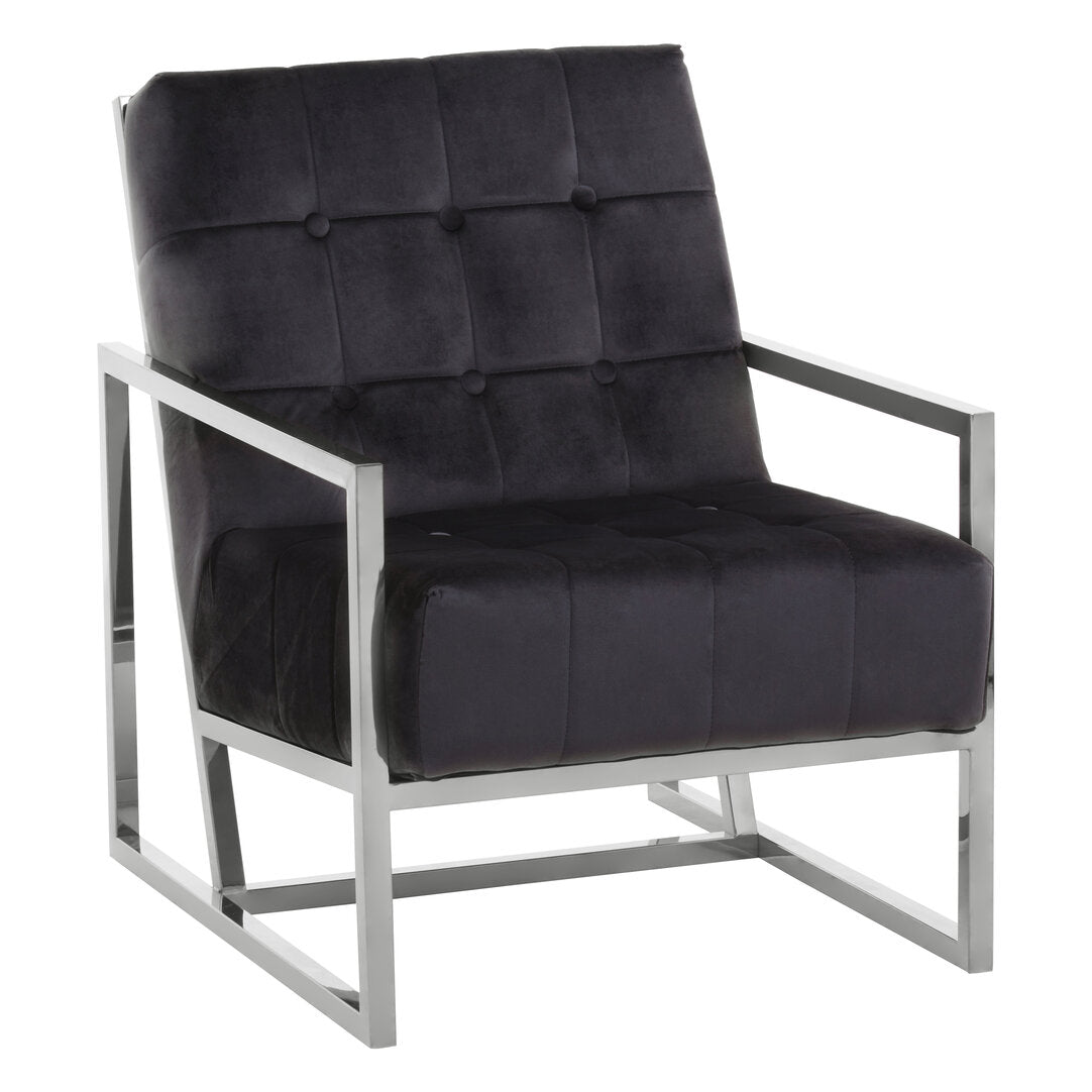 Monaco Black Velvet Chair with Stainless Steel Frame