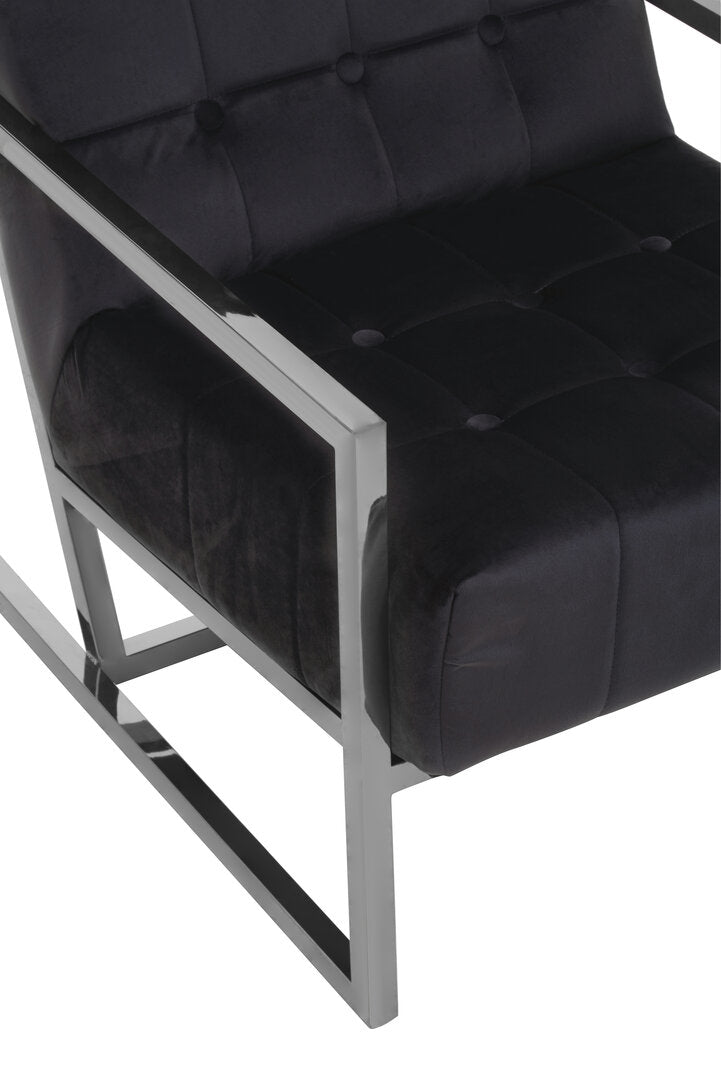 Monaco Black Velvet Chair with Stainless Steel Frame