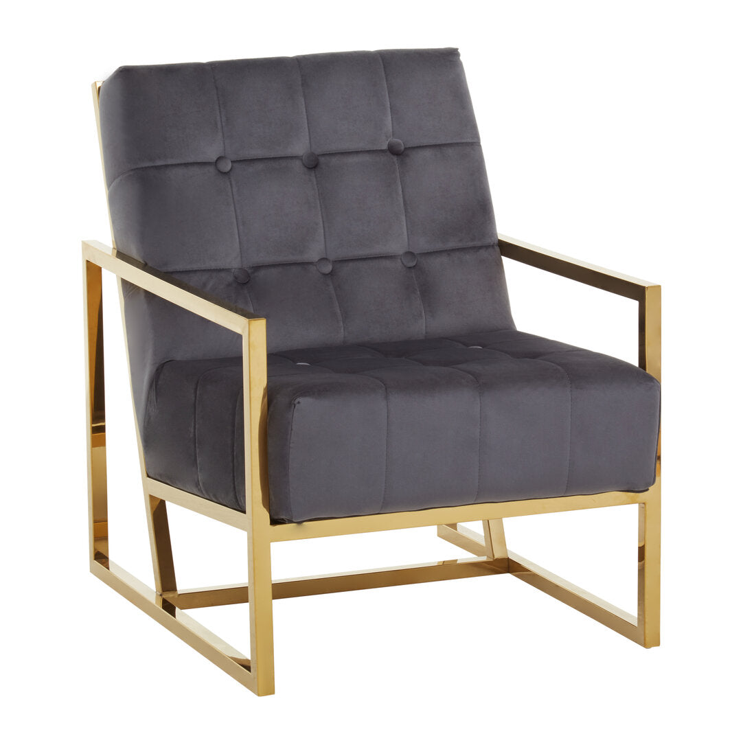 Monaco Grey Velvet Chair With Gold Frame