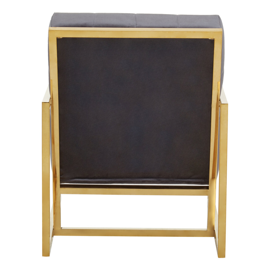 Monaco Grey Velvet Chair With Gold Frame