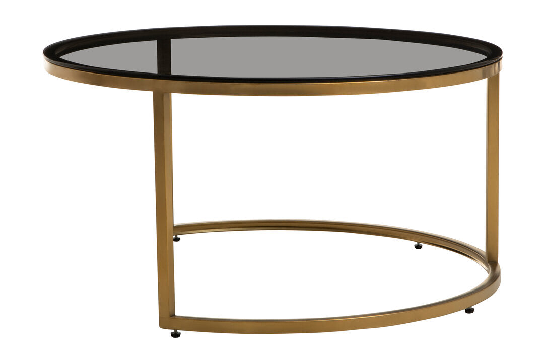 Como Set of 2 Gold and Black Round Nesting Coffee Tables