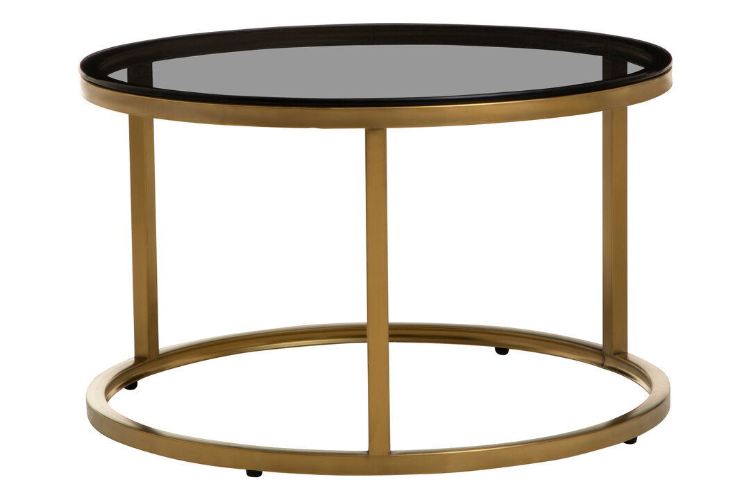 Como Set of 2 Gold and Black Round Nesting Coffee Tables