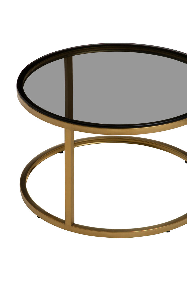Como Set of 2 Gold and Black Round Nesting Coffee Tables