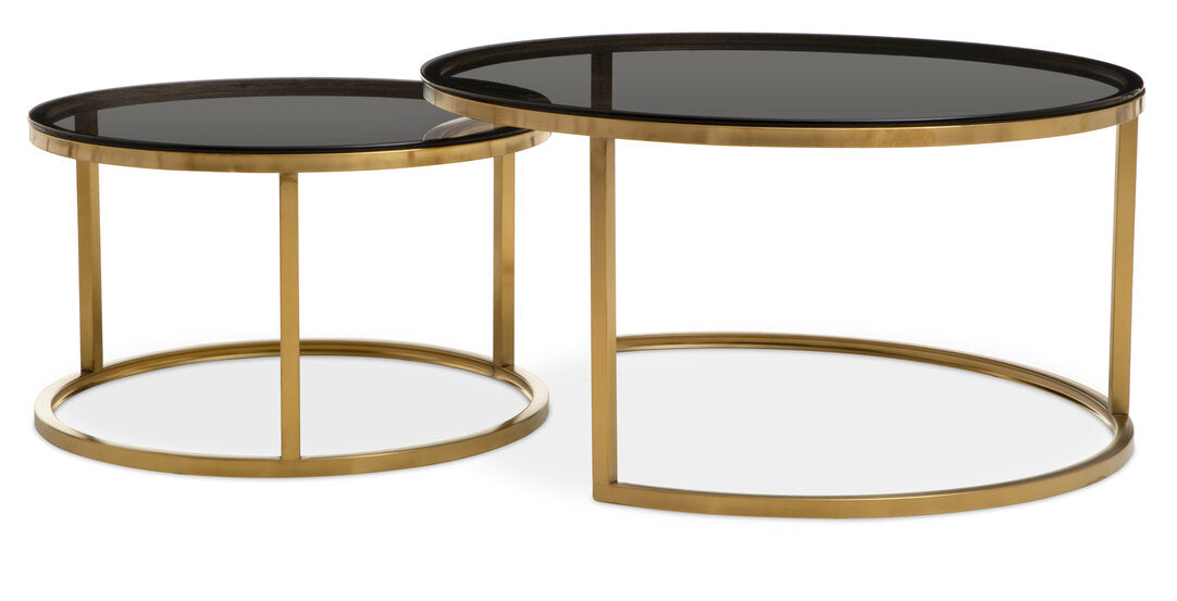 Como Set of 2 Gold and Black Round Nesting Coffee Tables