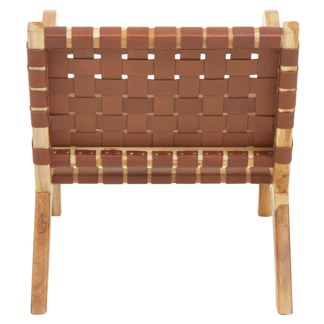 Seville Dark Brown Leather and Teak Chair