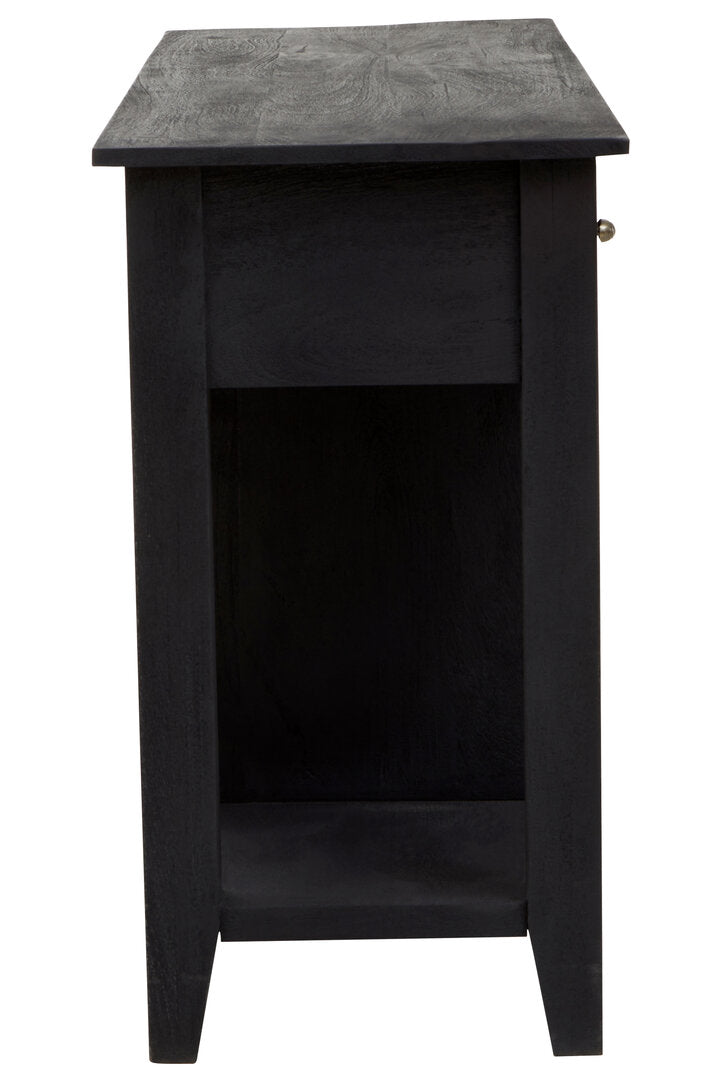 Porto Black Mango Wood Console Table with Wine Storage
