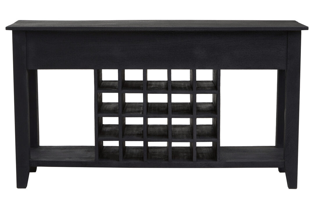 Porto Black Mango Wood Console Table with Wine Storage