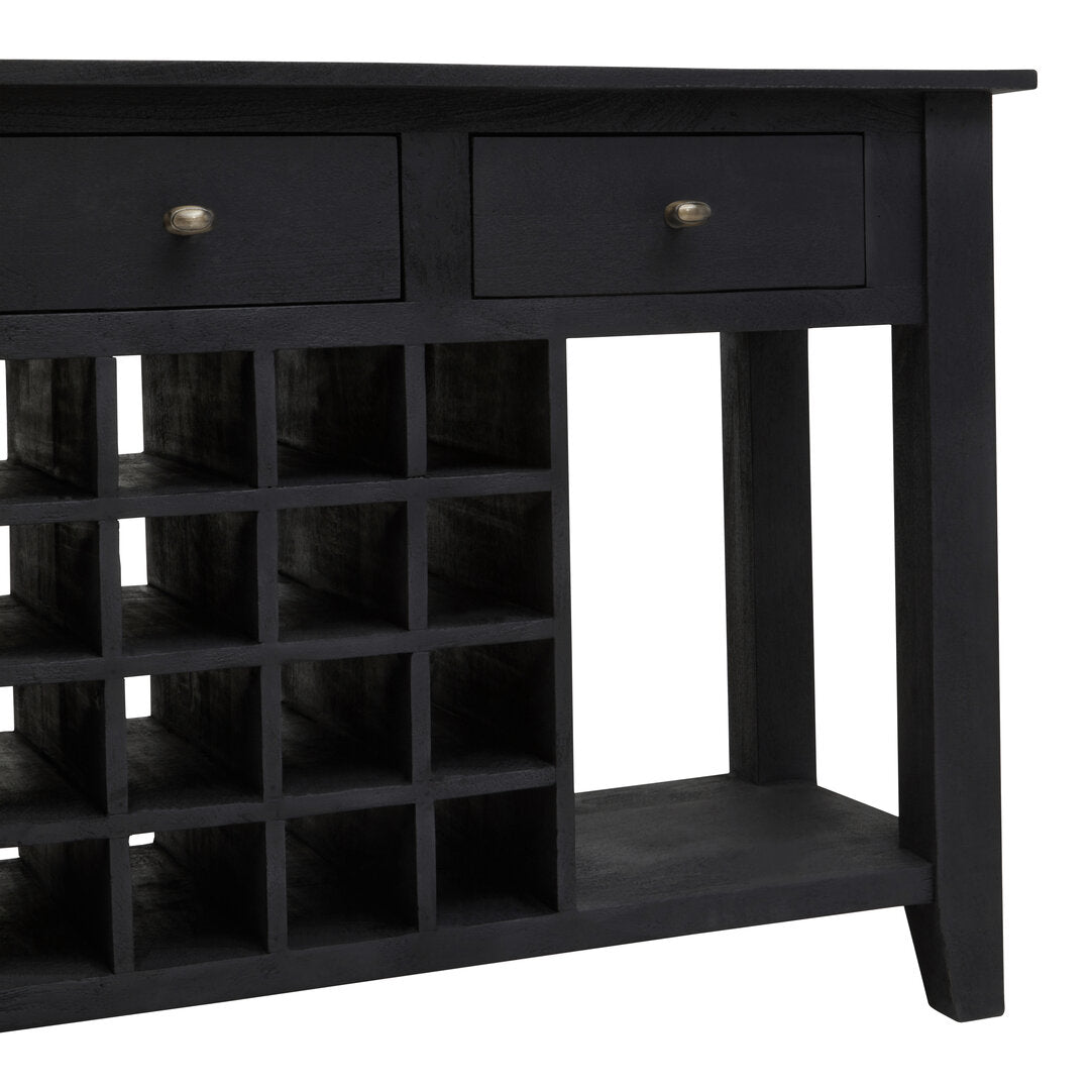 Porto Black Mango Wood Console Table with Wine Storage