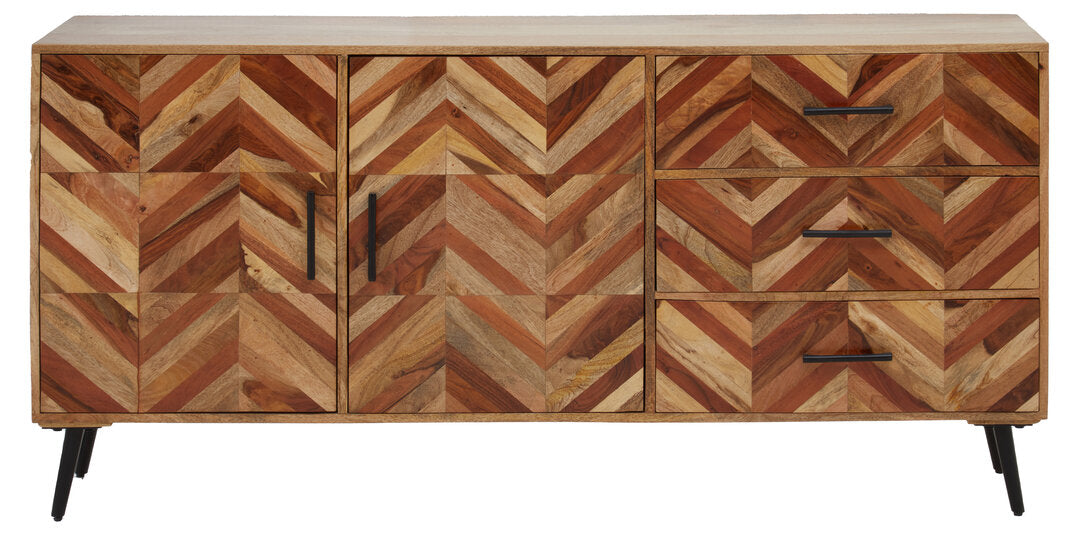 Cordoba Two Door and Three Drawer Mango Wood Sideboard