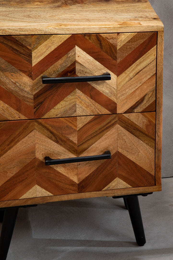 Cordoba Two Drawer Bedside Table in Mango Wood